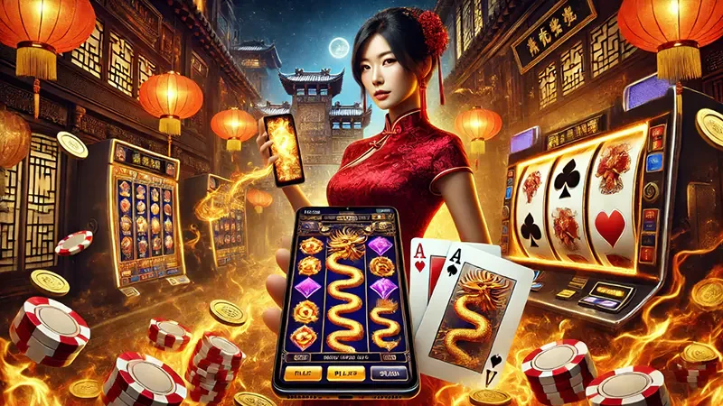 ภาพเกมสล็อตธีมแฟนตาซีพร้อมรีลและสัญลักษณ์เด่น